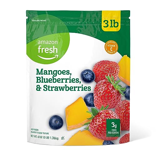 Amazon Fresh Frozen Mangoes Blueberries and Strawberries 48 Oz 0 belly baby and beyond