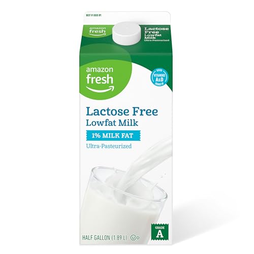 Amazon Fresh Lactose Free 1 Low Fat Milk Ultra Pasteurized Kosher Half Gallon 64 Fl Oz 0 belly baby and beyond