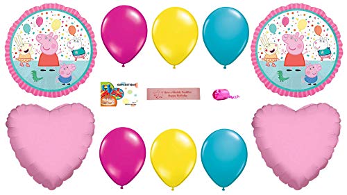 Amscan Peppa Pig Birthday Party Supplies 13 Piece Peppa Pig Party Balloons Bundle With WGIS Printed Birthday Ribbon 0 belly baby and beyond