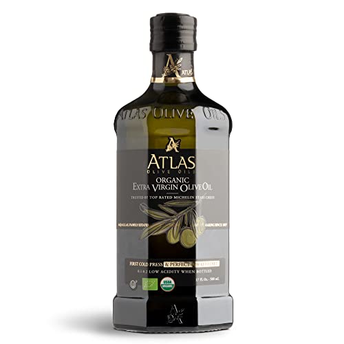 Atlas Organic Cold Pressed Moroccan Extra Virgin Olive Oil Polyphenol Rich EVOO From Morocco Newly Harvested Unprocessed from One Single Family Farm Trusted by Michelin Star Chefs 500 mL 0 belly baby and beyond