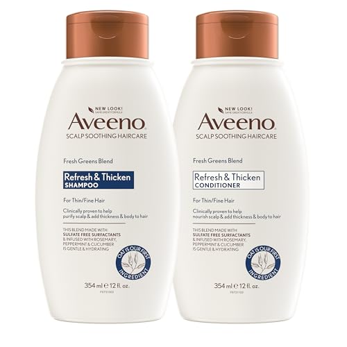 Aveeno Fresh Greens Shampoo Conditioner with Rosemary Peppermint Cucumber to Thicken Nourish Clarifying Volumizing Shampoo for Thin or Fine Hair Paraben Free 12 Fl Oz 2 Count Pack of 1 0 belly baby and beyond