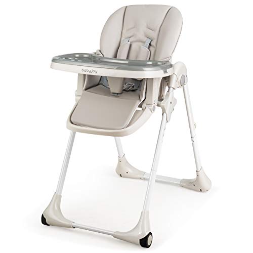 BABY JOY Convertible High Chair for Babies Toddlers Height Adjustable Grow Go High Chair wRecline Footrest Removable Double Tray Portable Baby Dinning Chair with Wheels Gray 0 belly baby and beyond