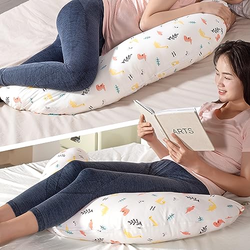 BYRIVER C Shaped Pregnancy Pillow with Cover Knee Pillow for Side Sleeper Knees Legs Hips Pain Leg Pillow Elevation for Lower Back Pain Versatile Small Body Pillow for SleepingDino 0 belly baby and beyond