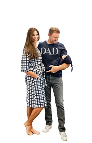 Baby Be Mine Maternity Nursing Delivery Robe Baby Girl Swaddle Blanket Set with Daddy T Shirt 2X Large 3X Large Robe 2X Large Tshirt BlueGinghamBlue 0 belly baby and beyond