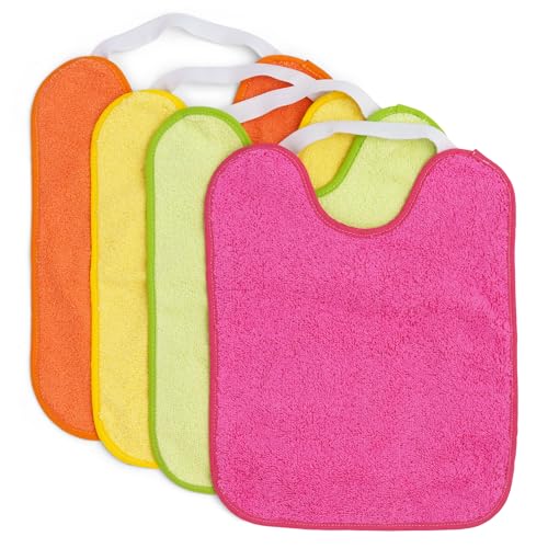 Baby Bibs Terry Cotton Pullover Infant Towel Bibs Waterproof Washable Soft and Absorbent 4 Pack 0 belly baby and beyond
