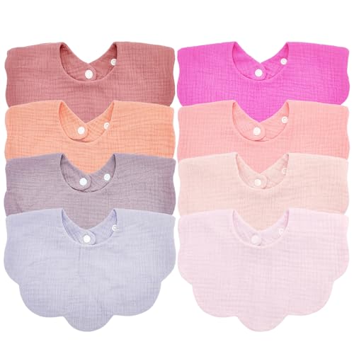 Baby Bibs for Girls Boys 8 Pack Muslin Bibs Drool Bibs Muslin Cotton Bibs for Baby Girls Boys Teething Bibs 0 belly baby and beyond