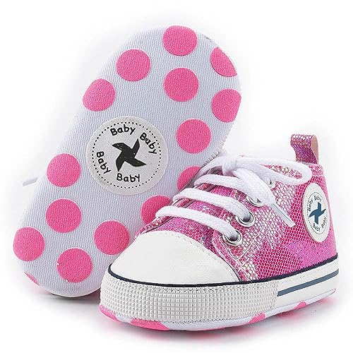 Baby Boys Girls Star High Top Sneaker Soft Anti Slip Sole Newborn Infant First Walkers Canvas Denim Shoes 0 belly baby and beyond