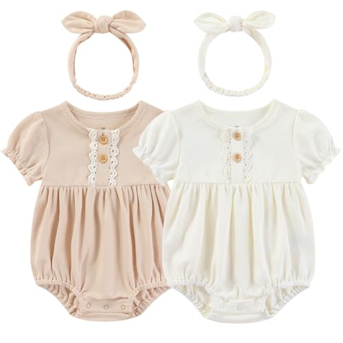 Baby Girl Clothes Cotton Bubble Romper Floral Bodysuits Infant Outfit Set 0 belly baby and beyond