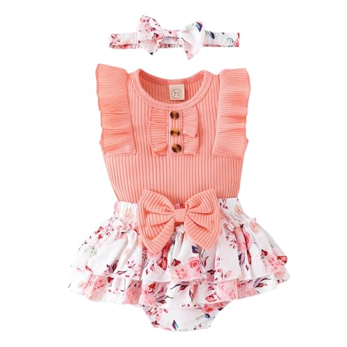 Baby Girl Clothes Newborn Infant Summer Outfits Ruffle Romper and Shorts with Headband Sets for 0 3 6 9 12 18 Months 0 belly baby and beyond