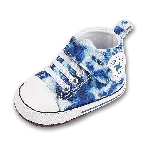 Baby Girls Boys Shoes Soft Anti Slip Sole Newborn First Walkers Star High Top Canvas Denim Unisex Infant Sneaker 0 belly baby and beyond