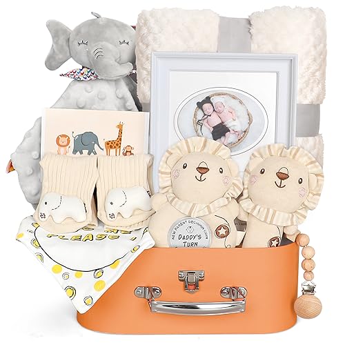 Baby Shower Gifts for Boys Girls Baby Gifts Basket Newborn Blanket Rattle Toys Keepsake Pacifier Clip Infant Bibs Socks New Parent Decision Coin Greeting Card Baby Gift Set Gender Reveal Essential 0 belly baby and beyond
