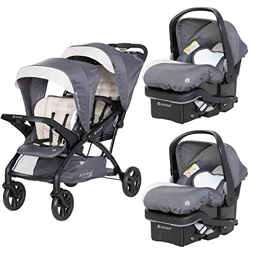 Baby Trend Sit N Stand Double Stroller 20 and 2 EZ Lift 35 Plus Car Seat Combo Set for Toddler Infant with 5 Point Safety Harness Modern Khaki 0 belly baby and beyond