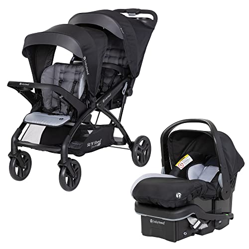 Baby Trend Sit N Stand Tandem Double Stroller 20 DLX and EZ Lift Plus Lightweight Infant Cozy Covered Car Seat with 5 Point Safety Harness Storym 0 belly baby and beyond