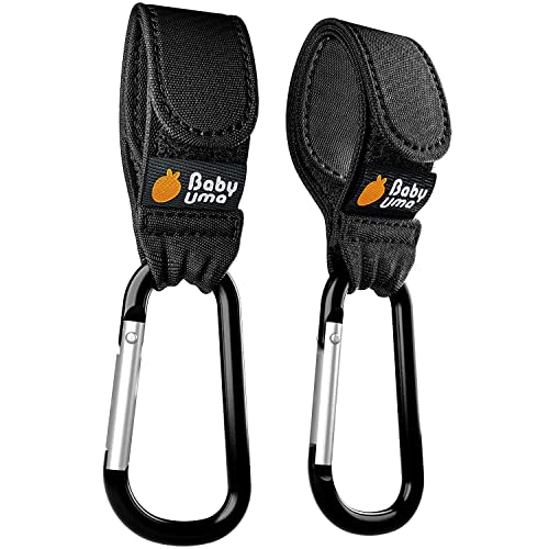 Baby Uma Stroller Hooks for Bags 2 Pack Universal Stroller Clips and Hooks Carry 11 lbs Per Stroller Hook Adjustable Stroller Carabiner Clip Baby Essentials Stroller Accessories 0 belly baby and beyond