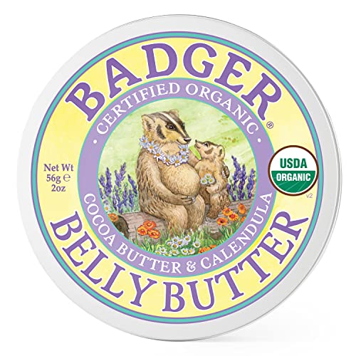Badger Belly Butter Cocoa Butter Calendula Certified Organic Belly Butter Vitamin E Belly Butter Coconut Oil Belly Butter Pregnant Belly Butter for Stretched Skin 2 oz 0 belly baby and beyond
