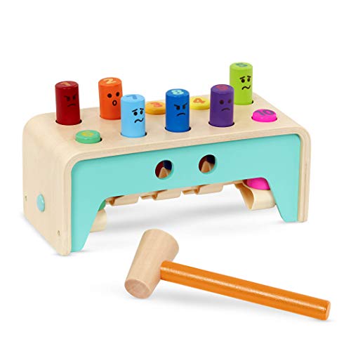 Battat Wooden Hammer Toy For Kids Toddlers Pounding Bench With Pegs And Mallet Colorful Developmental Toy Pound Count Bench 1 Year Pound Count Bench 0 belly baby and beyond