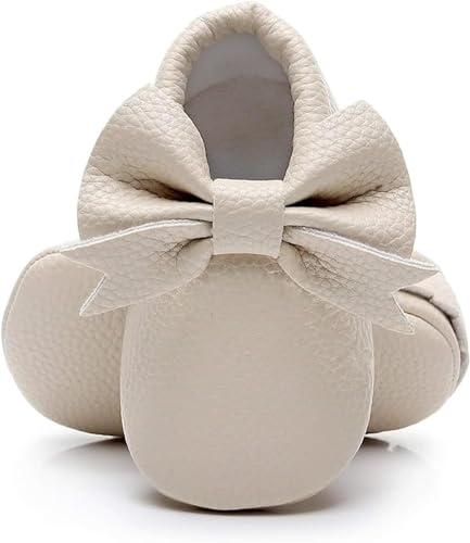 Bebila Double Bow Fringe Baby Moccasins Soft Sole Baby Shoes Girls Toddler Crib Flats 0 belly baby and beyond