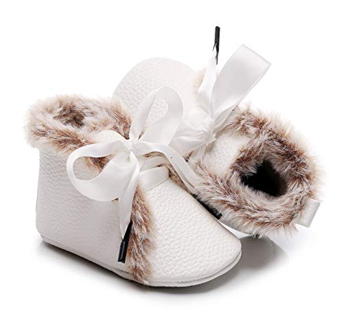 Bebila Winter Toddler Snow Boots Lace up Baby Girls Boys Shoes Lace up Non Skid Soft Sole Slippers Newborn Warm Ankle Fur Booties for Infant Newborn First Walkers 0 belly baby and beyond
