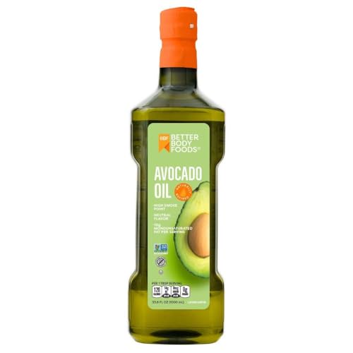 BetterBody Foods Refined Non GMO Cooking Oil Kosher Keto and Paleo Diet Friendly for High Heat Cooking Avocado Oil 1 Liter 338 Fl Oz 0 belly baby and beyond