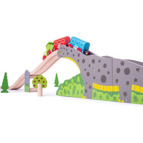 Bigjigs Rail Bronto Riser Train Toy Wooden Toys Dinosaur Toys Bigjigs Train Accessories Dinosaur Track Wooden Train Sets Trains for Kids 0 belly baby and beyond