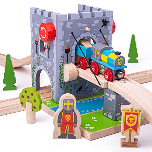 Bigjigs Rail Wooden Drawbridge Wooden Toys Wooden Train Set Accessory Bigjigs Train Accessories Wooden Train Track Accessories Wooden Castle 0 belly baby and beyond