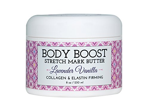 Body Boost Lavender Vanilla Stretch Mark Butter 8 oz Treat Stretch Marks and Scars Pregnancy and Nursing Safe with Shea Butter 0 belly baby and beyond