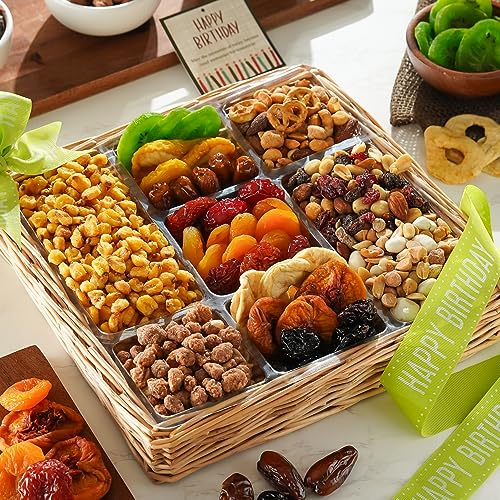 Broadway Basketeers Deluxe Birthday Dried Fruit And Nuts Gift Basket A Premium Healthy Celebration Gift Corporate Family Friends 0 belly baby and beyond