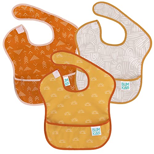 Bumkins Bibs for Girl or Boy SuperBib Baby and Toddler for 6 24 Months Essential Must Have for Eating Feeding Baby Led Weaning Supplies Mess Saving Catch Food Waterproof Fabric 3 pk Desert Boho 0 belly baby and beyond