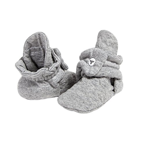 Burts Bees Baby Baby Booties Organic Cotton Adjustable Infant Shoes Slipper Sock Heather Grey Stripe 0 3 Months Unisex 0 belly baby and beyond