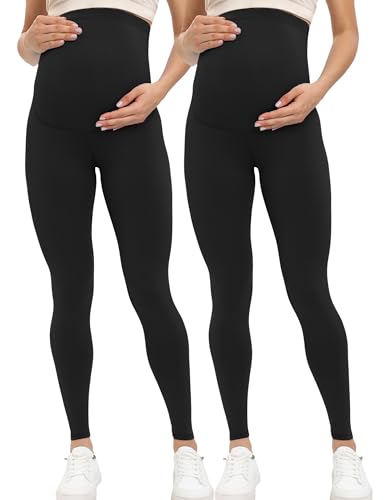 Buttergene Womens Maternity Leggings over The Belly Pregnancy Active Wear Workout Yoga Tights Pants 0 belly baby and beyond