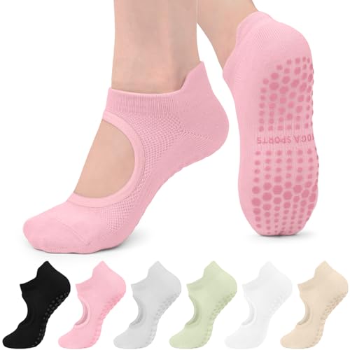 CTHH 6 Pairs Pilates Socks Yoga Socks Non Slip With Grips for Women Pilates Pure Barre Hospital Barefoot Workout Pregnant 0 belly baby and beyond