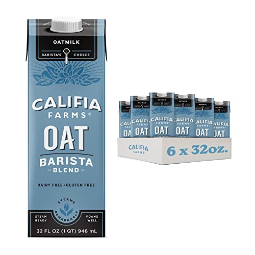 Califia Farms Oat Barista Blend Oat Milk 32 Oz Pack of 6 Shelf Stable Dairy Free Plant Based Vegan Gluten Free Non GMO High Calcium Milk Frother Creamer Oatmilk 0 belly baby and beyond