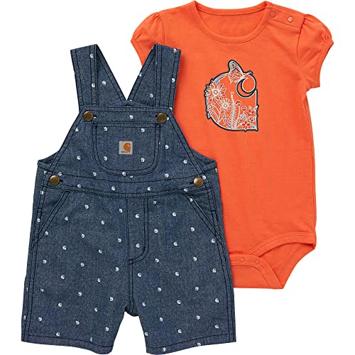 Carhartt Baby Girls Short Sleeve Bodysuit Shortall Set 0 belly baby and beyond