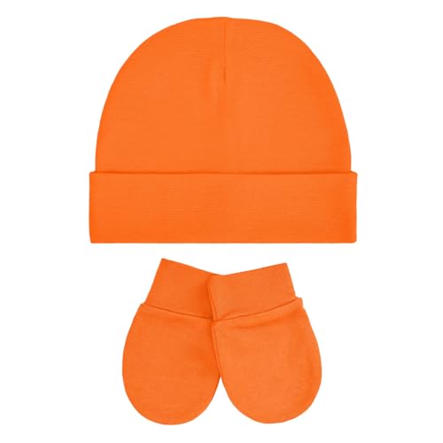 Century Star Cotton Newborn Baby Beanie Hats and Mittens Set Infant Hats for Baby Boy Girl Hats 0 6 Months for Halloween 0 belly baby and beyond
