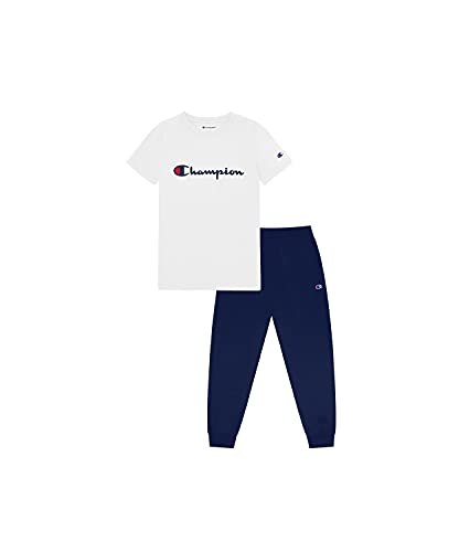 Champion Boys 2 Piece Short Sleeve Shirt And Fleece Jogger Set Infant Clothes 12 Months WhiteNavy 0 belly baby and beyond