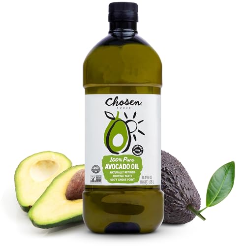 Chosen Foods 100 Pure Avocado Oil for Cooking Made With Good Fats from Avocados Naturally Refined Never Adulterated High Smoke Point Non GMO Soy Free Canola Oil Free Gluten Free Paleo Keto 0 belly baby and beyond