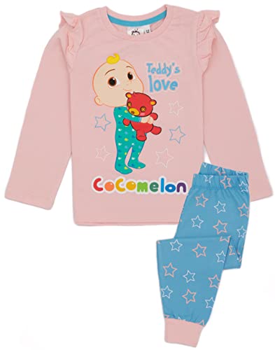 CoComelon Girls Pink Long Sleeve Pyjamas Character Lounge Pants and PJ T Shirt Set Teddy Love Kids Loungewear Nightwear 0 belly baby and beyond