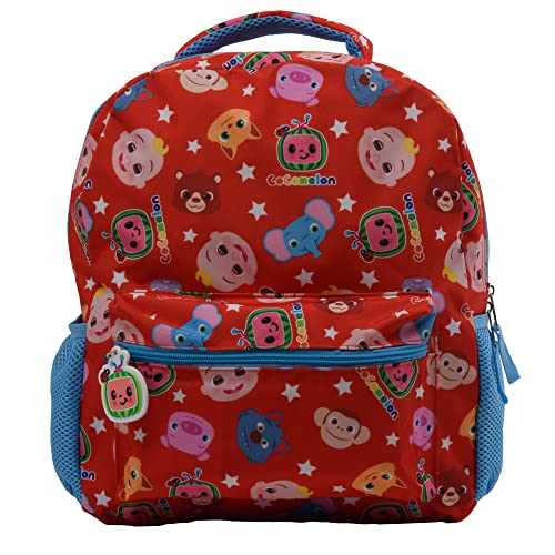 CoComelon JJ Animal Friends Allover Character Print 14 Backpack for Boys and Girls Kids Pre school Travel Bag with Padded Back and Padded Adjustable Straps 0 belly baby and beyond