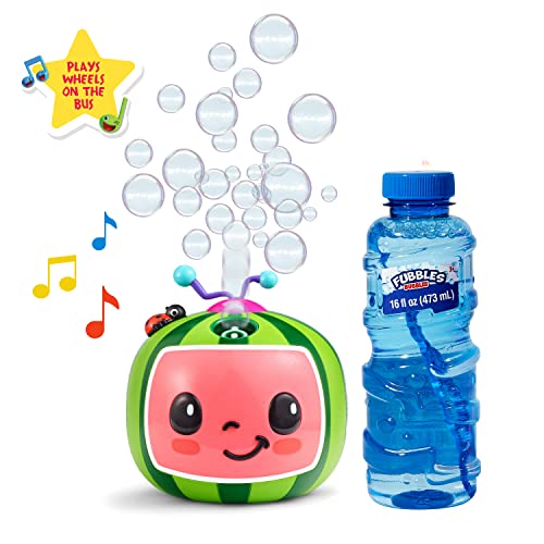 CoComelon NO Spill Musical Bubble Machine Bubble Toy for Baby Toddlers and Kids Amazon Toys Exclusive with 16 oz of Extra Bubble Solution Bubble Solution Bottle Colors Will Vary 0 belly baby and beyond