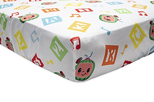 CoComelon Sheet Set Fits Toddler Bed or Crib Mattress Fitted Sheet and Pillow Case White Green 0 belly baby and beyond
