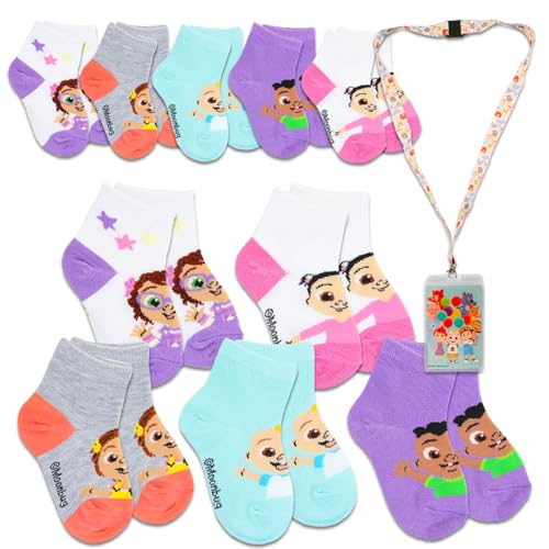 Cocomelon Socks for Toddler Boys Girls Cocomelon Socks for Babies Bundle with 10 Pairs of No Show Socks Sizes 4 7 Plus Lanyard Cocomelon Accessories for Kids 0 belly baby and beyond