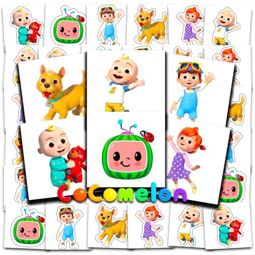 Cocomelon Tattoos Party Favors Bundle 72 Perforated Individual 2 x 2 Cocomelon Temporary Tattoos for Kids Boys Girls Cocomelon Party Supplies 0 belly baby and beyond
