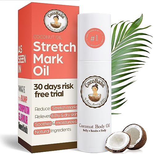 Coconut Stretch Mark Oil 4oz Non Greasy Belly Oil for Pregnancy Paraben Free Pregnancy Stretch Mark Prevention Stretch Marks Cream Belly Oil for Pregnancy Prevent Stretch Marks 0 belly baby and beyond