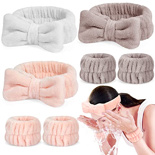 Crosize 7 Pack Face Wash Headband and Wristband Set for Women Cute Spa Skin Care Headband for Washing Face Terry Cloth Facia Headband and Wrist Towels for Washing Face Makeup Skincare 0 belly baby and beyond