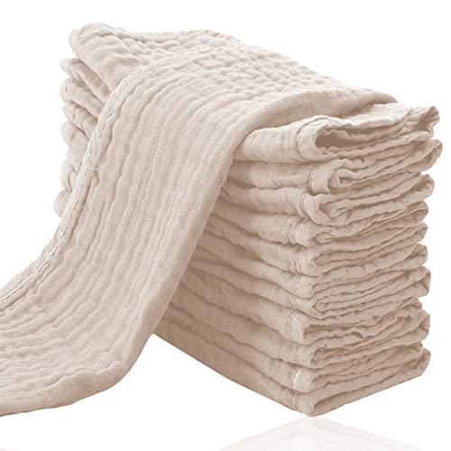 Cute Castle 12 Pack Muslin Burp Cloths for Baby Ultra Soft 100 Cotton Baby Washcloths Large 20 by 10 Super Absorbent Milk Spit Up Rags Burpy Cloths for Unisex Boy Girl Brown 0 belly baby and beyond