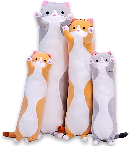 Cute Cat Plush Long Body Pillow Cuddle Cartoon Stuffed Animals Cat Plushie Soft Doll Pillows Gifts for Kids GirlsGray 27 0 belly baby and beyond