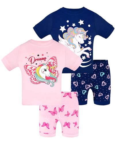 DAUGHTER QUEEN Girls Summer Pajamas Set 4 Pieces 100 Cotton Sleepwear Size 18 Months 12 Years 0 belly baby and beyond