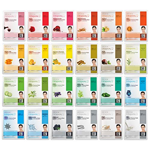 DERMAL 24 Combo Pack A Collagen Essence Korean Face Mask Hydrating Soothing Facial Mask with Panthenol Hypoallergenic Self Care Sheet Mask for All Skin Types Natural Home Spa Treatment Mask 0 belly baby and beyond