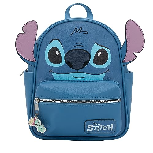 DISNEY Stitch Big Face Mini PU Backpack Purse Shoulder Bag with Epoxy Filled Metal Scrump Charm 105 Inch Adjustable Straps Faux Leather 0 belly baby and beyond