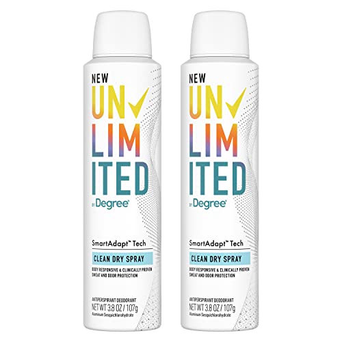 Degree Unlimited Antiperspirant Deodorant Dry Spray Clean 2 Count Long Lasting Sweat Odor Protection with Antiperspirant Technology SmartAdapt Tech 38 oz 0 belly baby and beyond